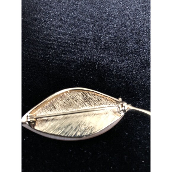 Liz Claiborne Gold Tone Leaf Abalone Shell Inlay Brooch Vintage - Picture 5 of 6